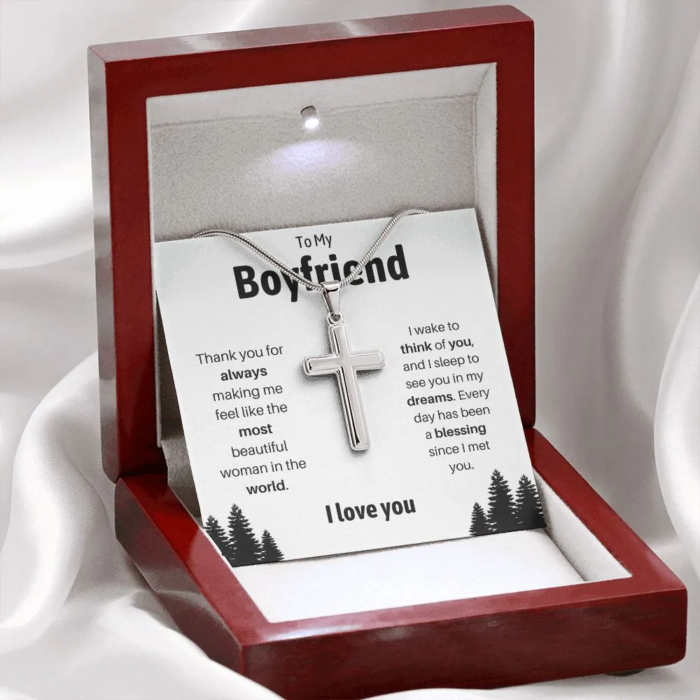 To My Boyfriend Cross Necklace