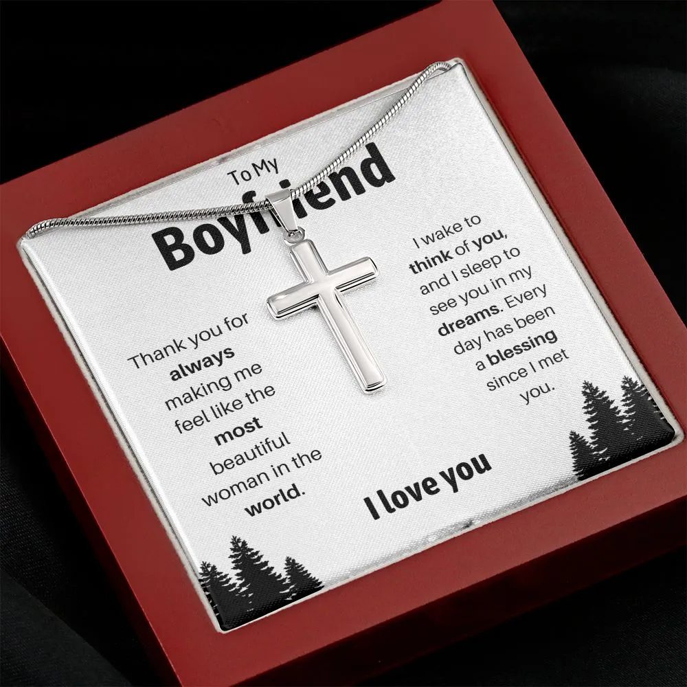 To My Boyfriend Cross Necklace