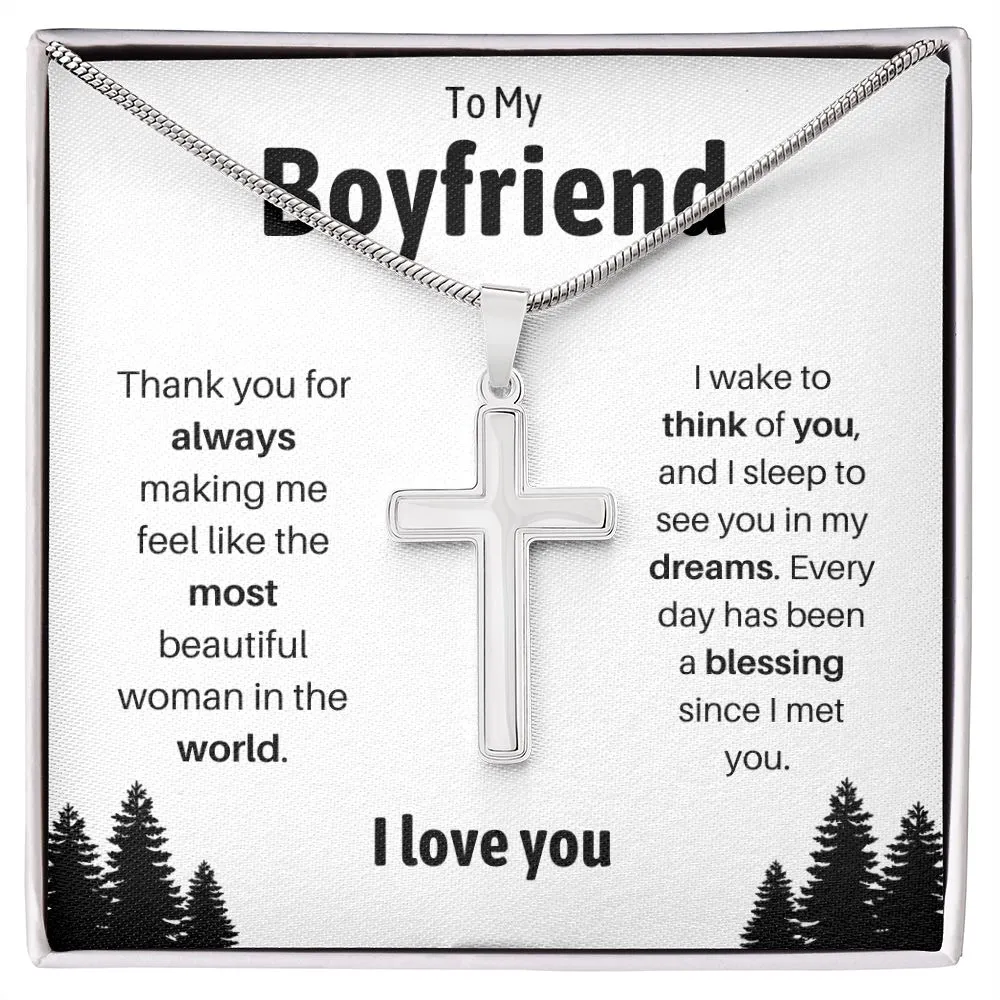 To My Boyfriend Cross Necklace