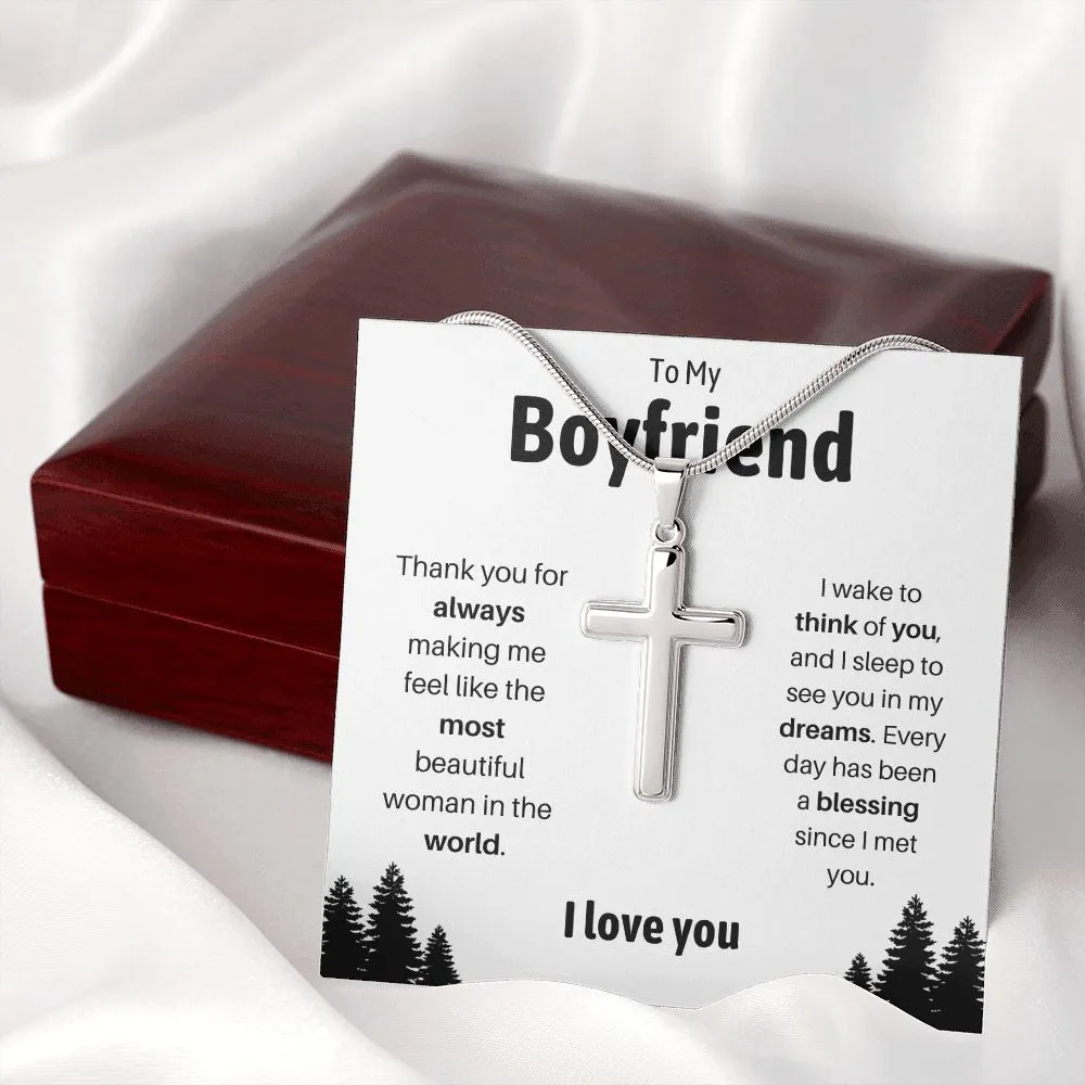 To My Boyfriend Cross Necklace
