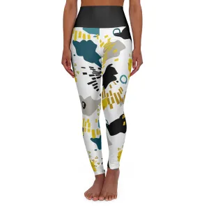 Trendy High Waisted Yoga Leggings - Abstract Art Design for Comfort & Style