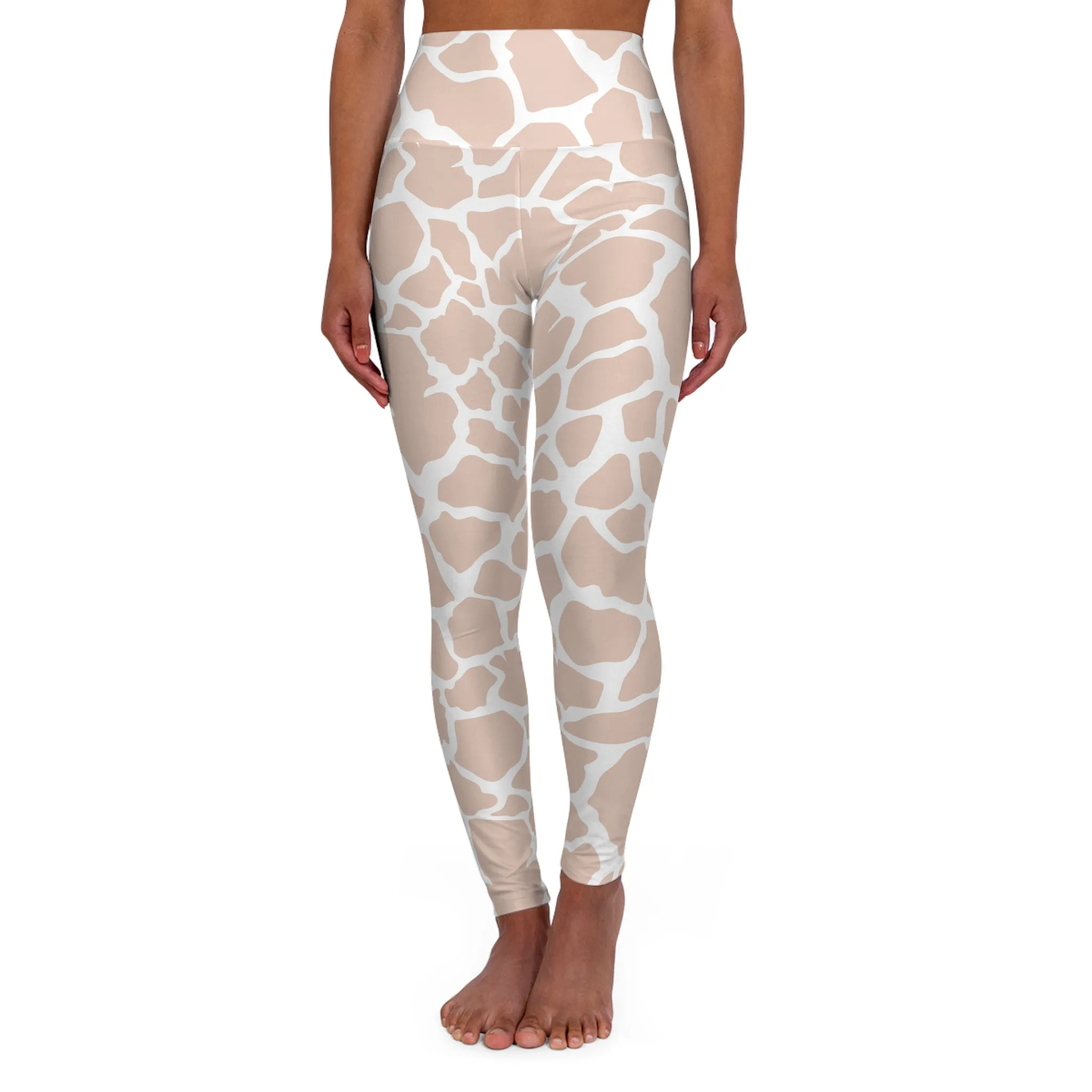 Trendy High Waisted Yoga Leggings - Giraffe Print Activewear