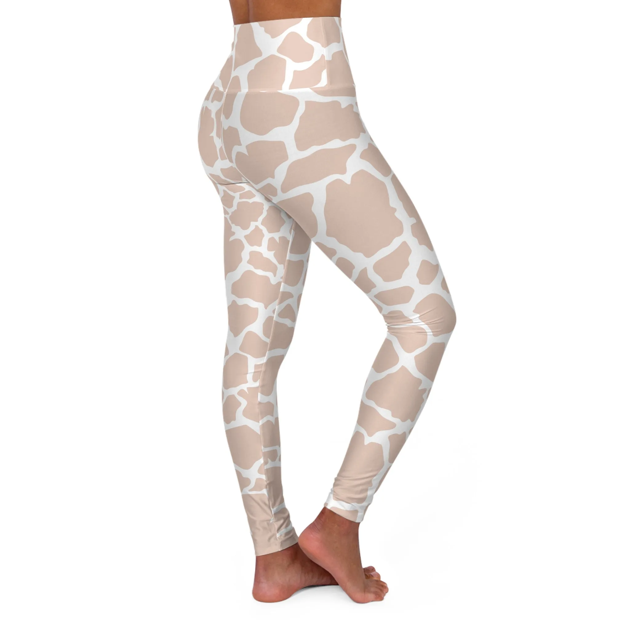 Trendy High Waisted Yoga Leggings - Giraffe Print Activewear