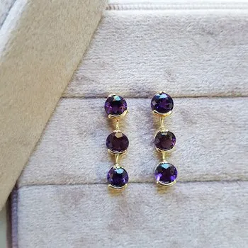 Trifecta Amethyst Dangle Earrings