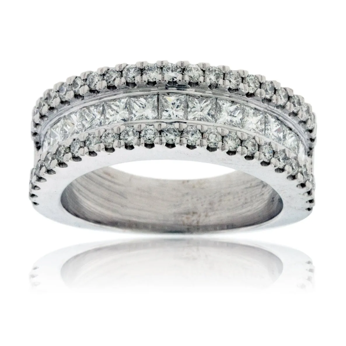 Triple Row White Gold Diamond Band