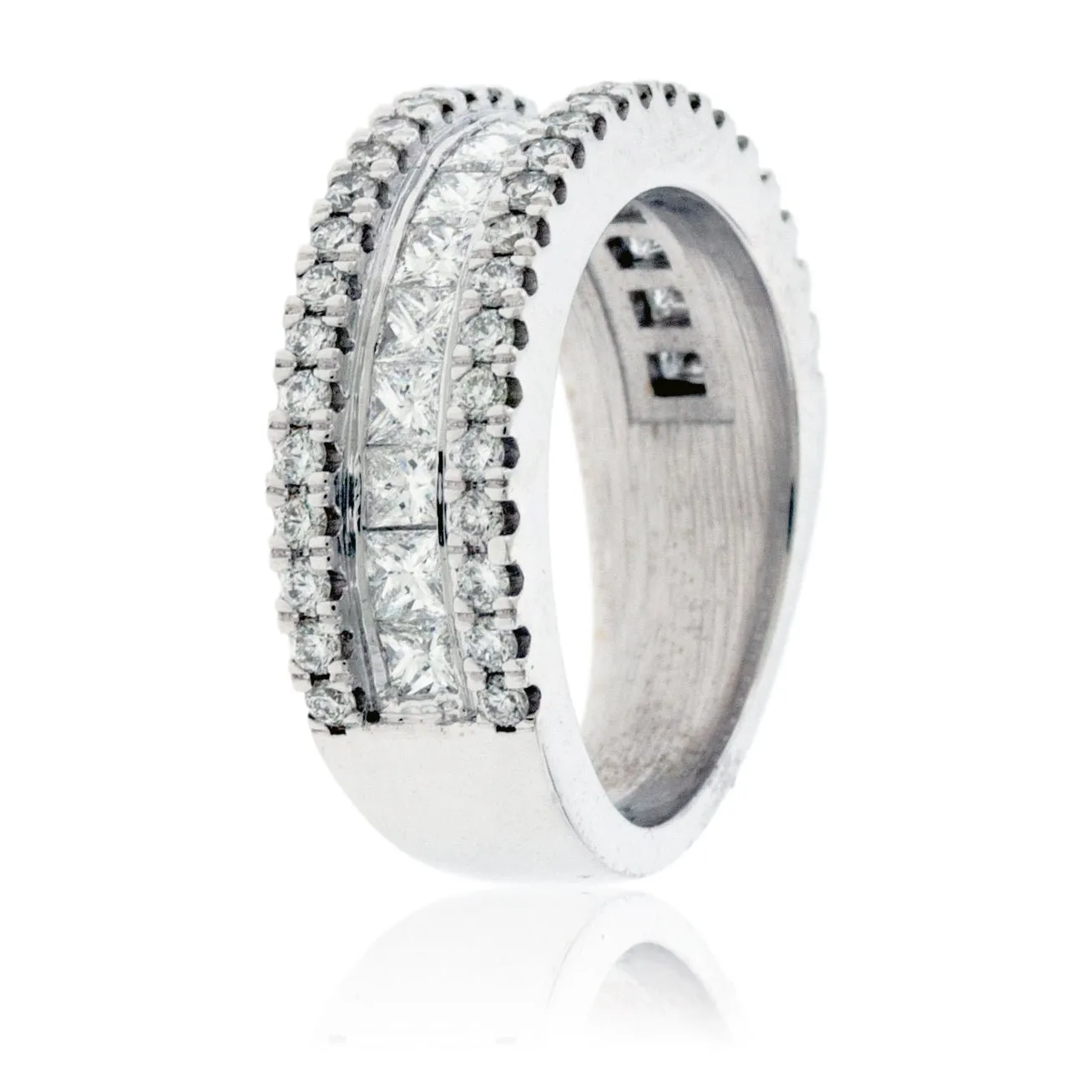 Triple Row White Gold Diamond Band