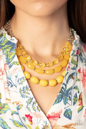 Tropical Hideaway - Yellow - Bead Tiered Paparazzi Short Necklace