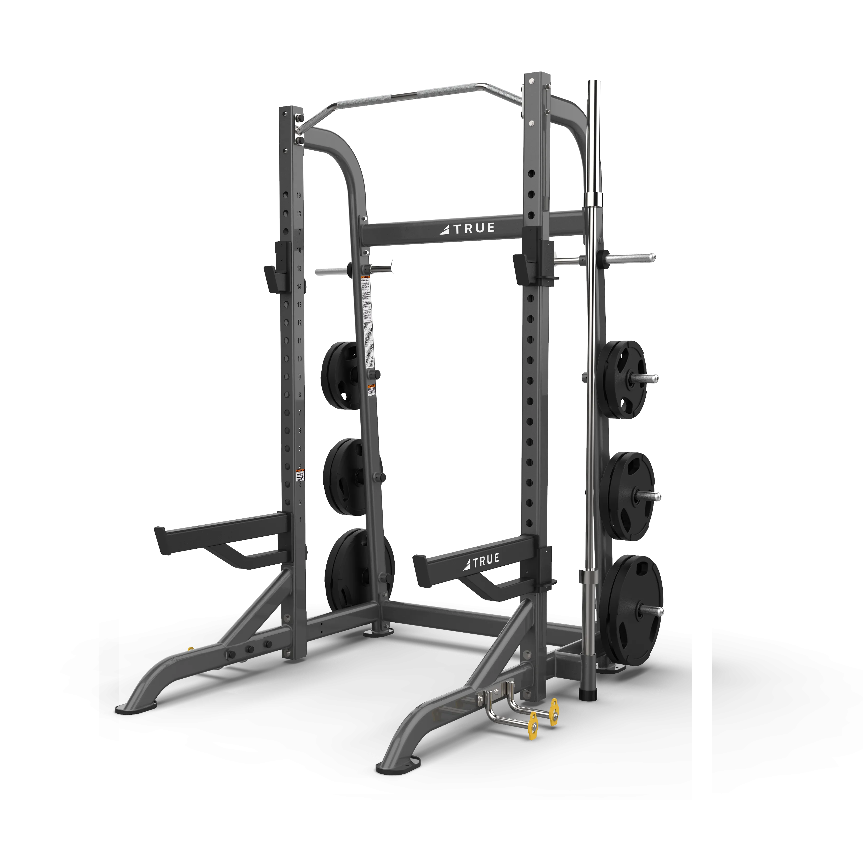 True Fitness XFW Half Rack with plate holders Charcoal