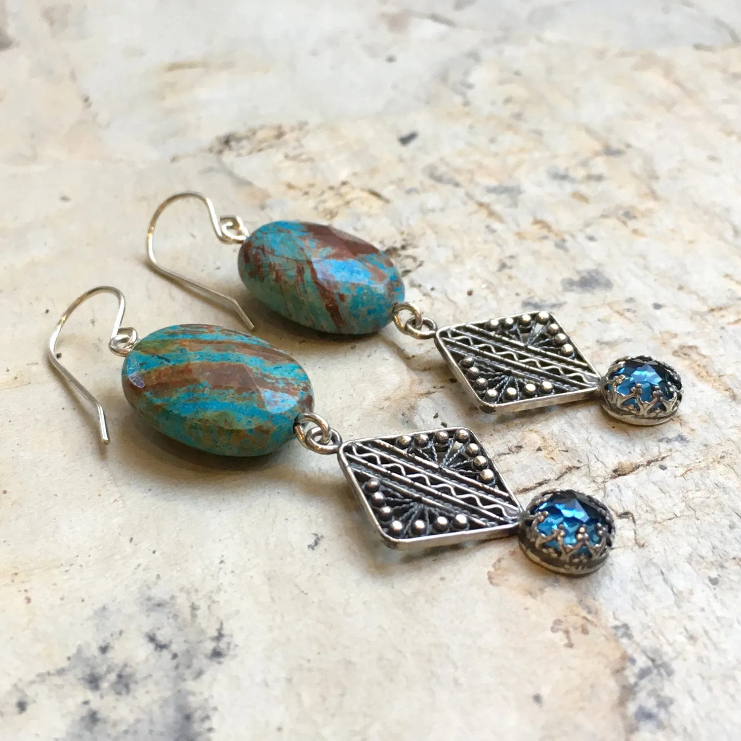 Turquoise Filigree Dangle Earrings - Innocent Love.