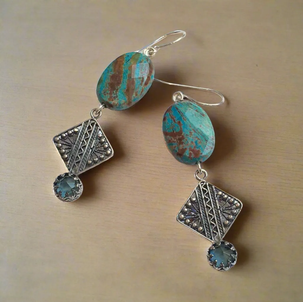 Turquoise Filigree Dangle Earrings - Innocent Love.