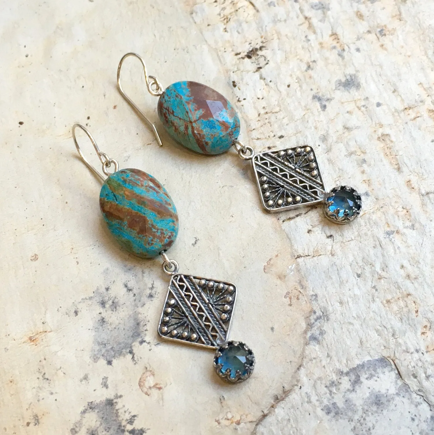 Turquoise Filigree Dangle Earrings - Innocent Love.