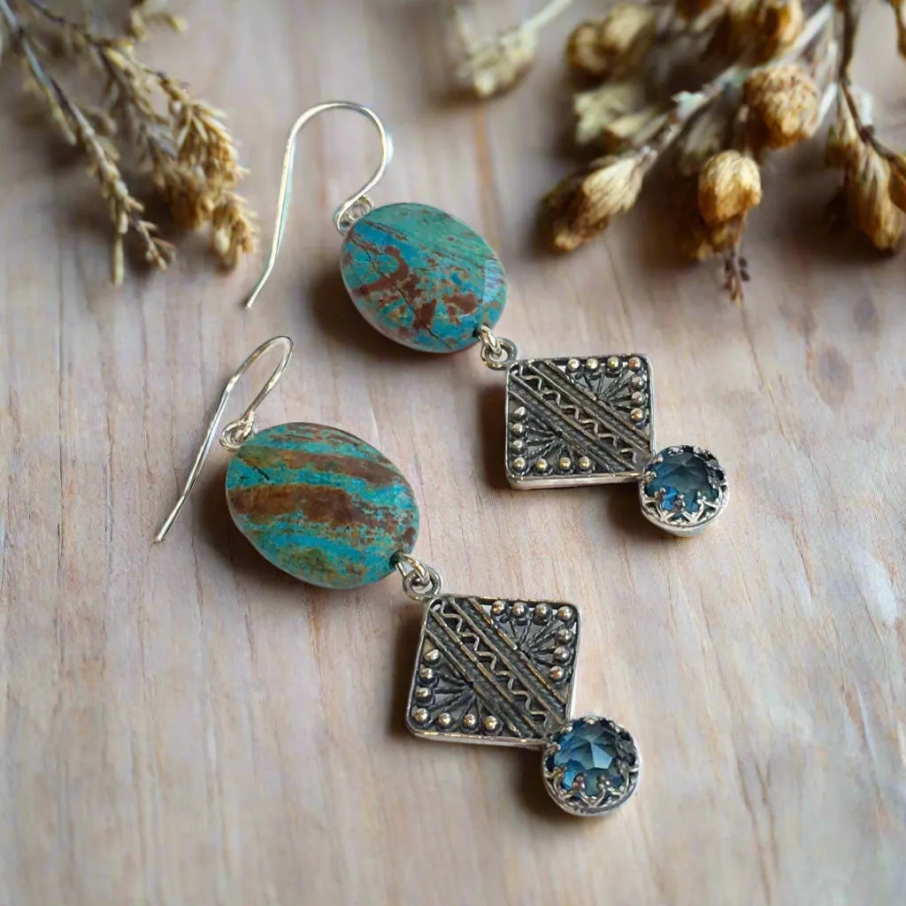 Turquoise Filigree Dangle Earrings - Innocent Love.