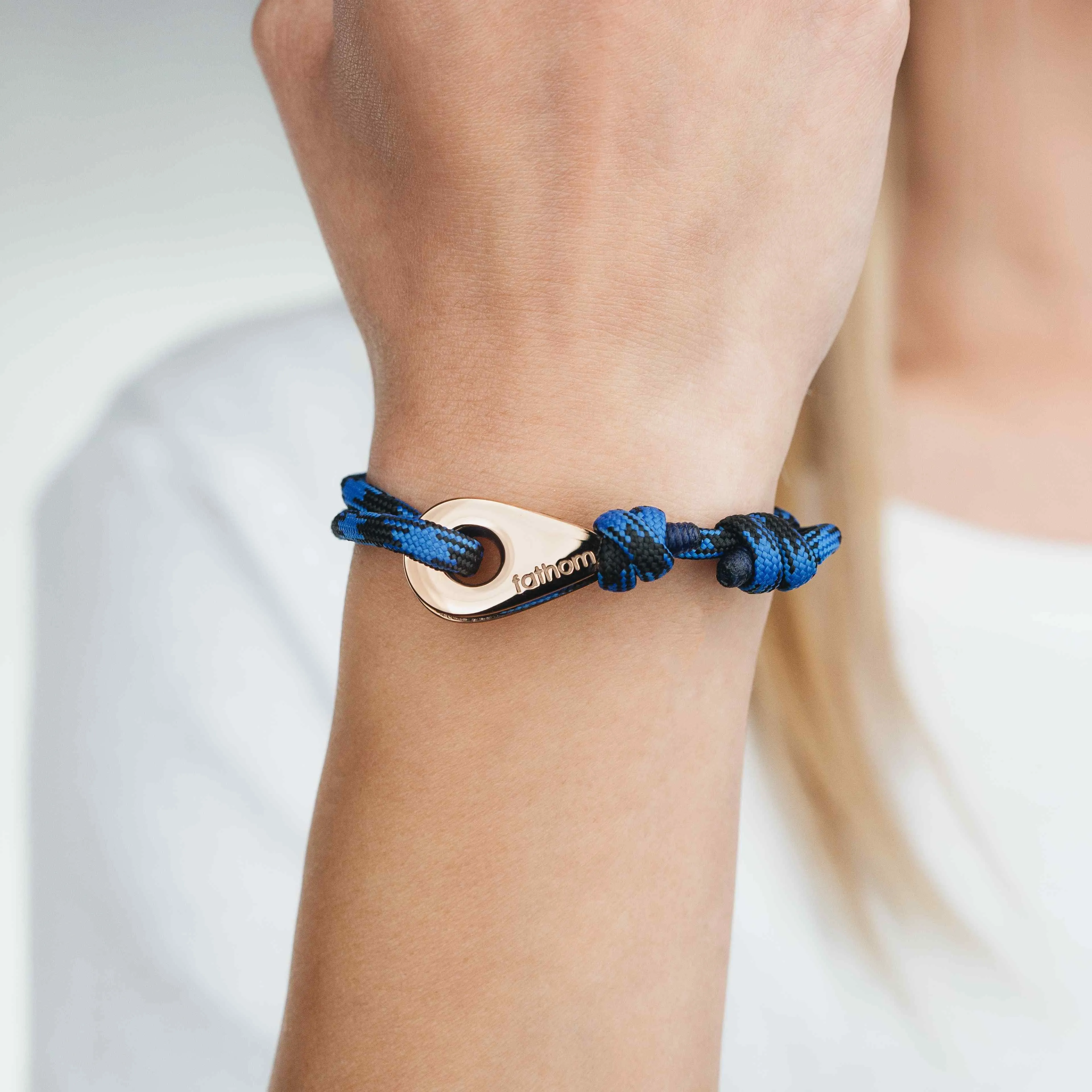 VANCOUVER Mens Womens Thimble Charm Bracelets Paracord Rope Wristbands Black Blue Rose Gold