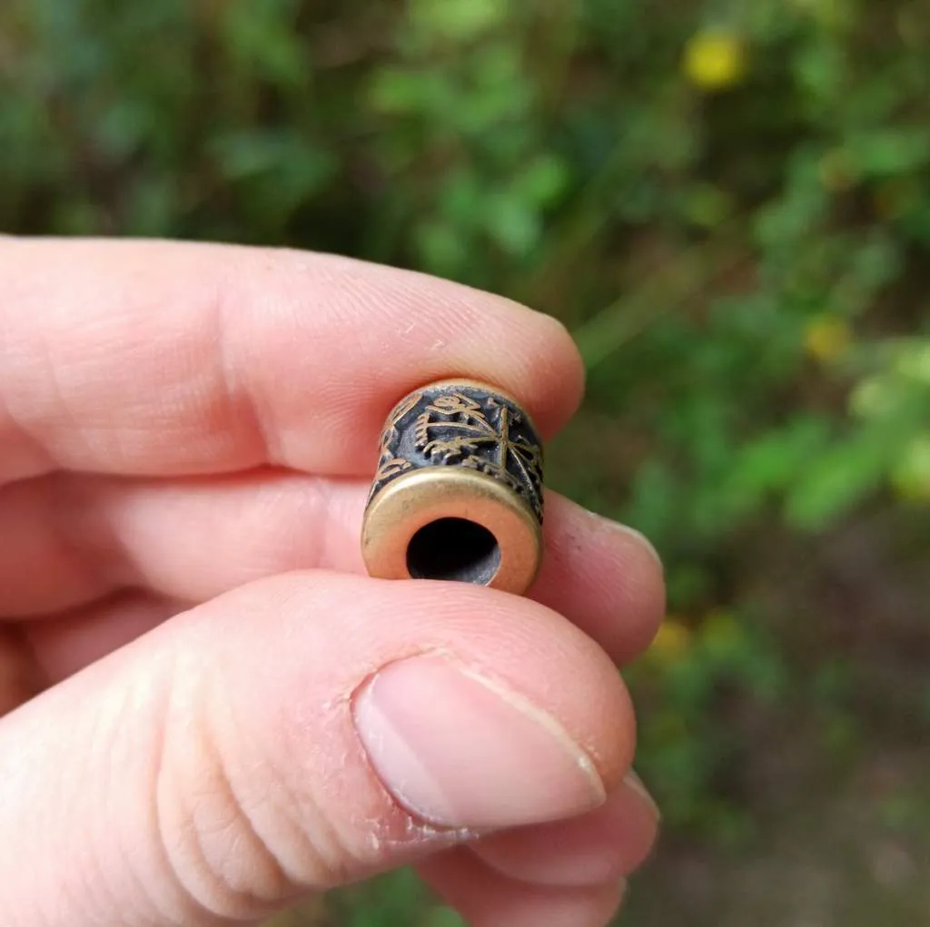 Vegvisir symbol bronze bead