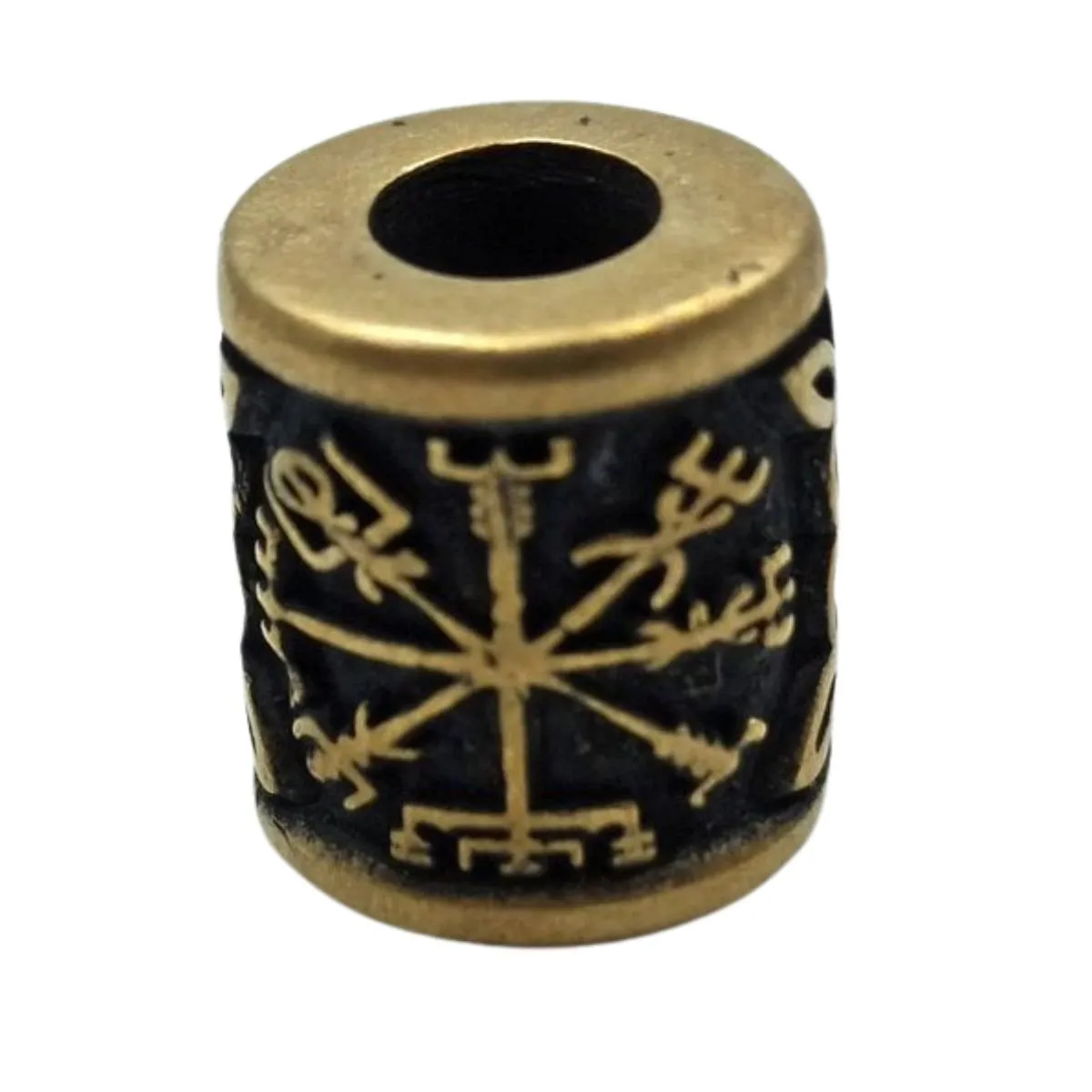 Vegvisir symbol bronze bead