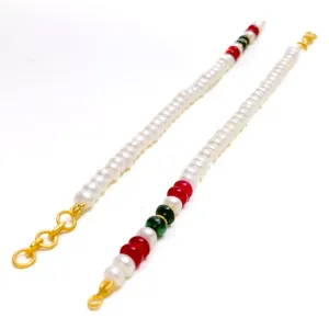 Vibrant Charming 22k Gold Pearl Earrings Support Chain