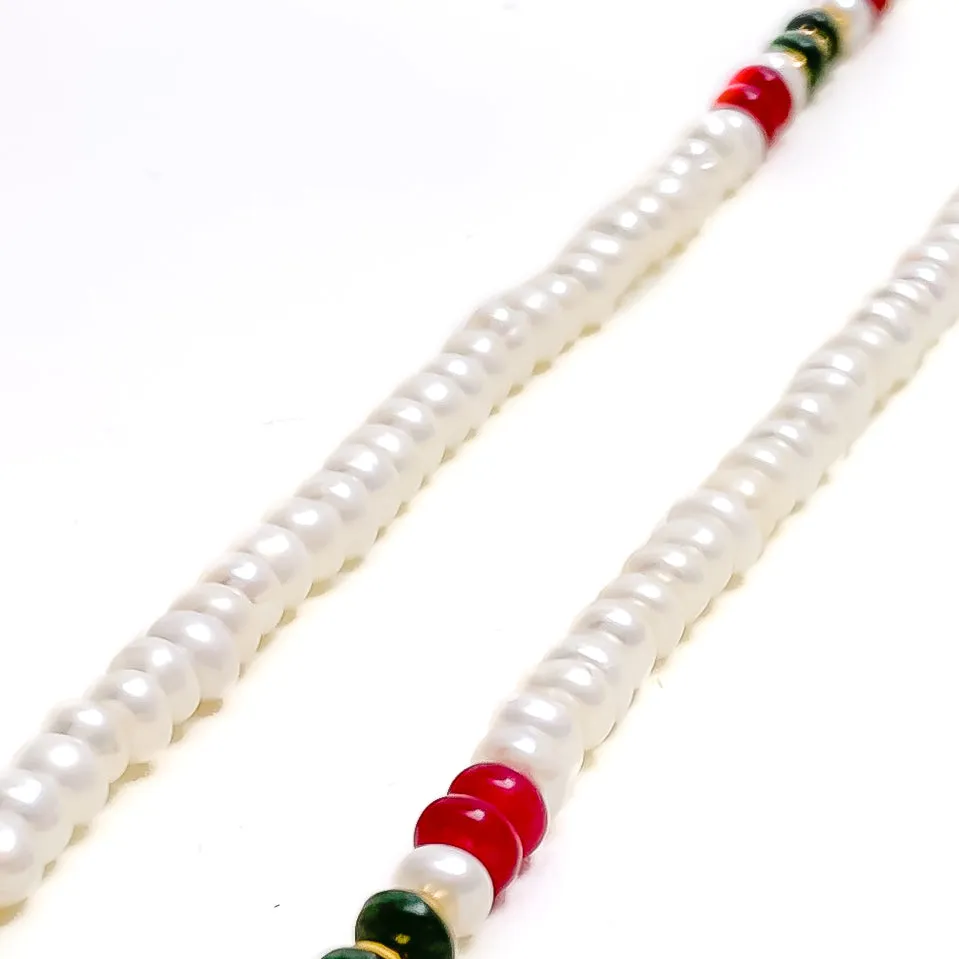 Vibrant Charming 22k Gold Pearl Earrings Support Chain
