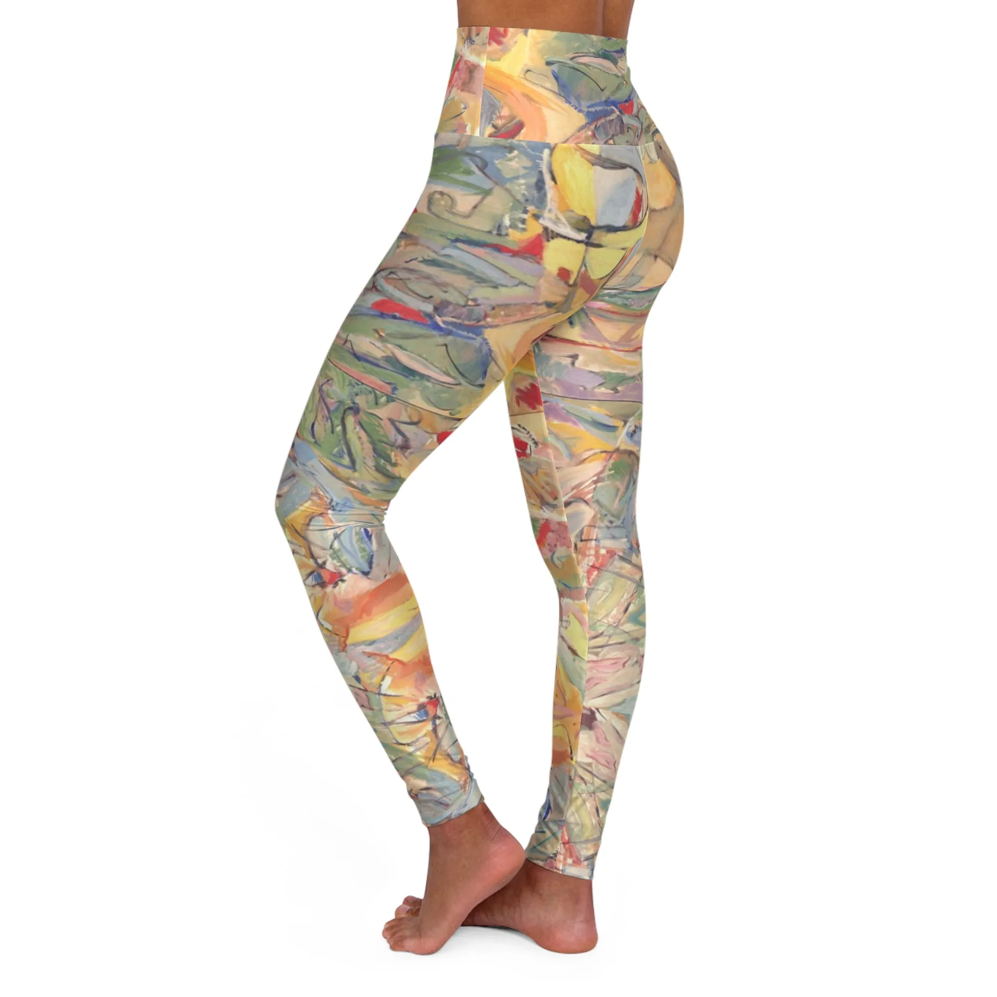 Vibrant High Waisted Yoga Leggings - Colorful Abstract Design for Active Lifestyle