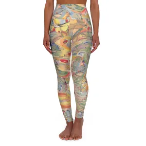 Vibrant High Waisted Yoga Leggings - Colorful Abstract Design for Active Lifestyle