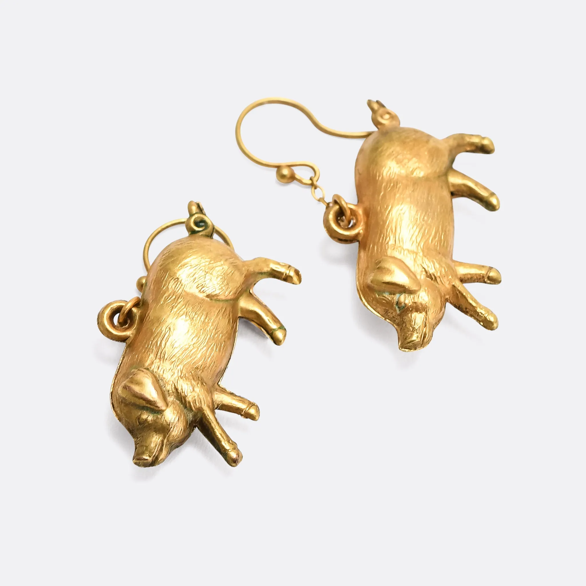 Victorian Puffed Lucky Pig Earrings