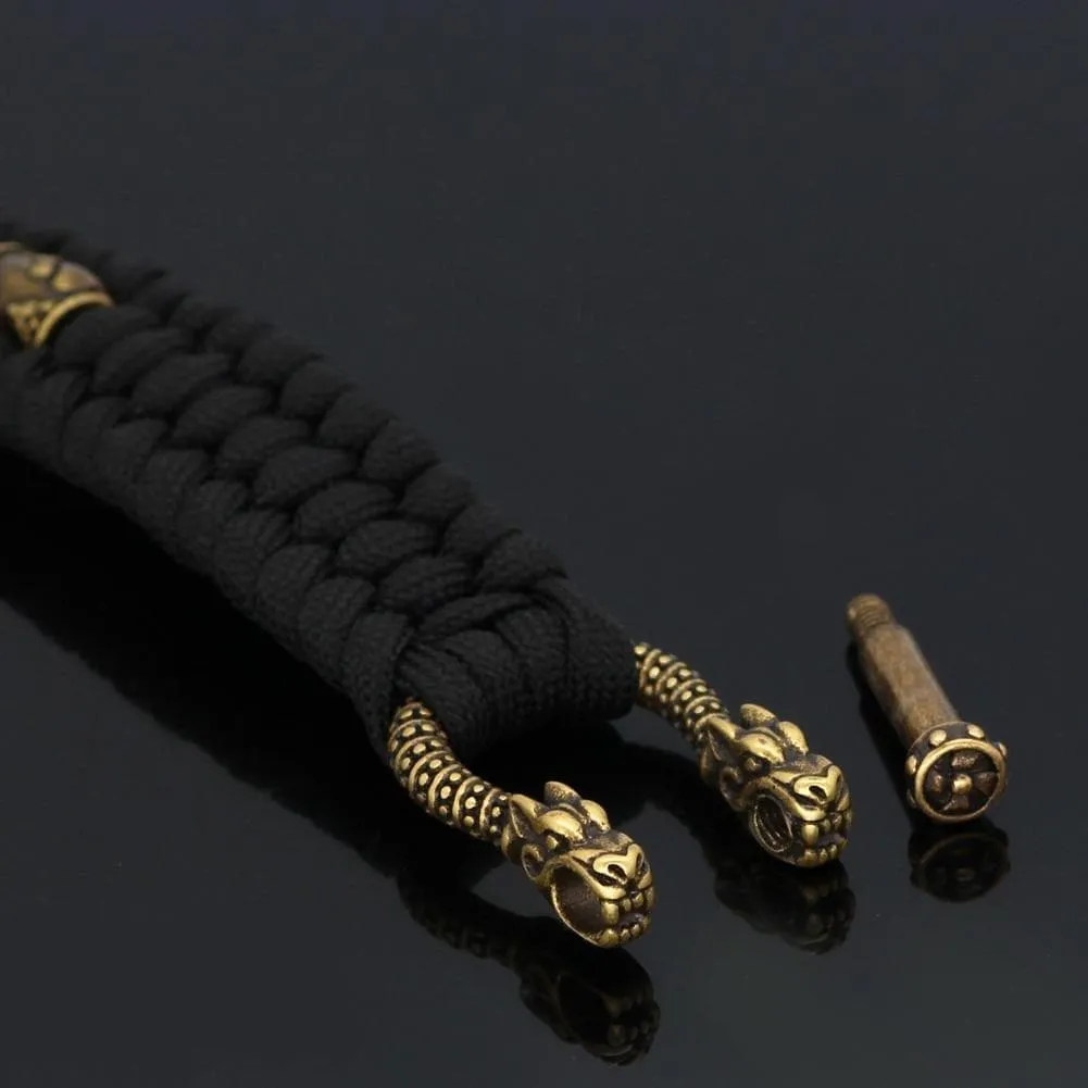 Vikings Mjolnir Stainless Steel Black Paracord Bracelet