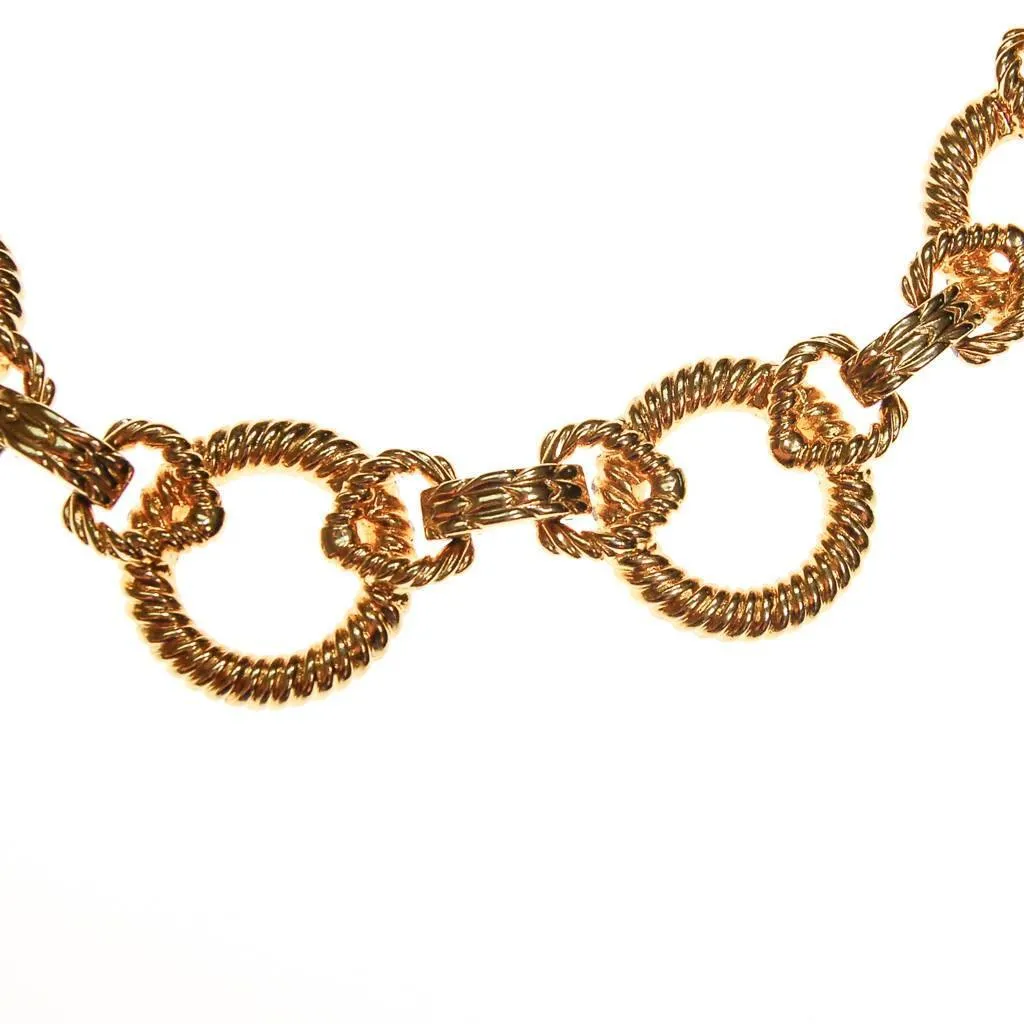 Vintage Piscitelli Large Gold Cable Link Necklace and Earring Set, 1980s, Designer