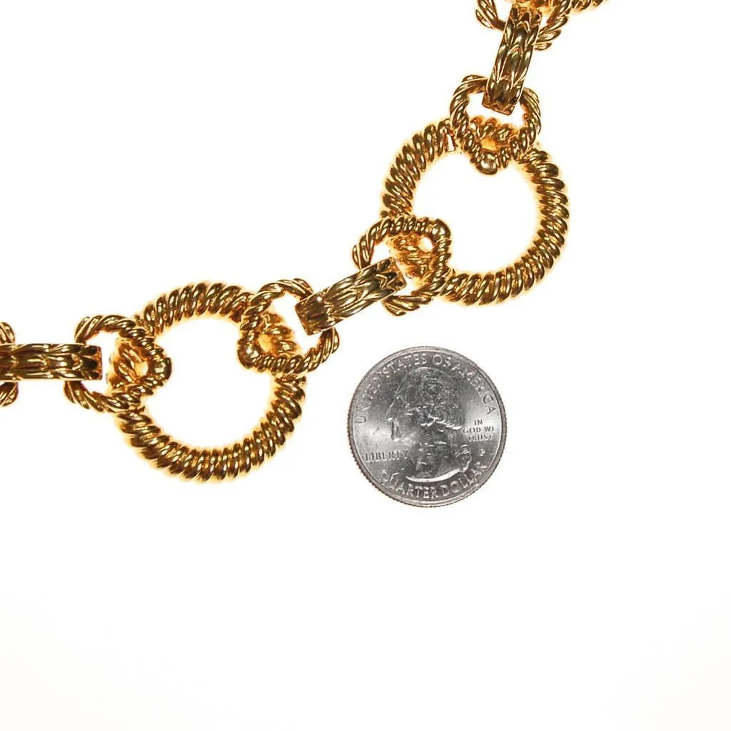 Vintage Piscitelli Large Gold Cable Link Necklace and Earring Set, 1980s, Designer