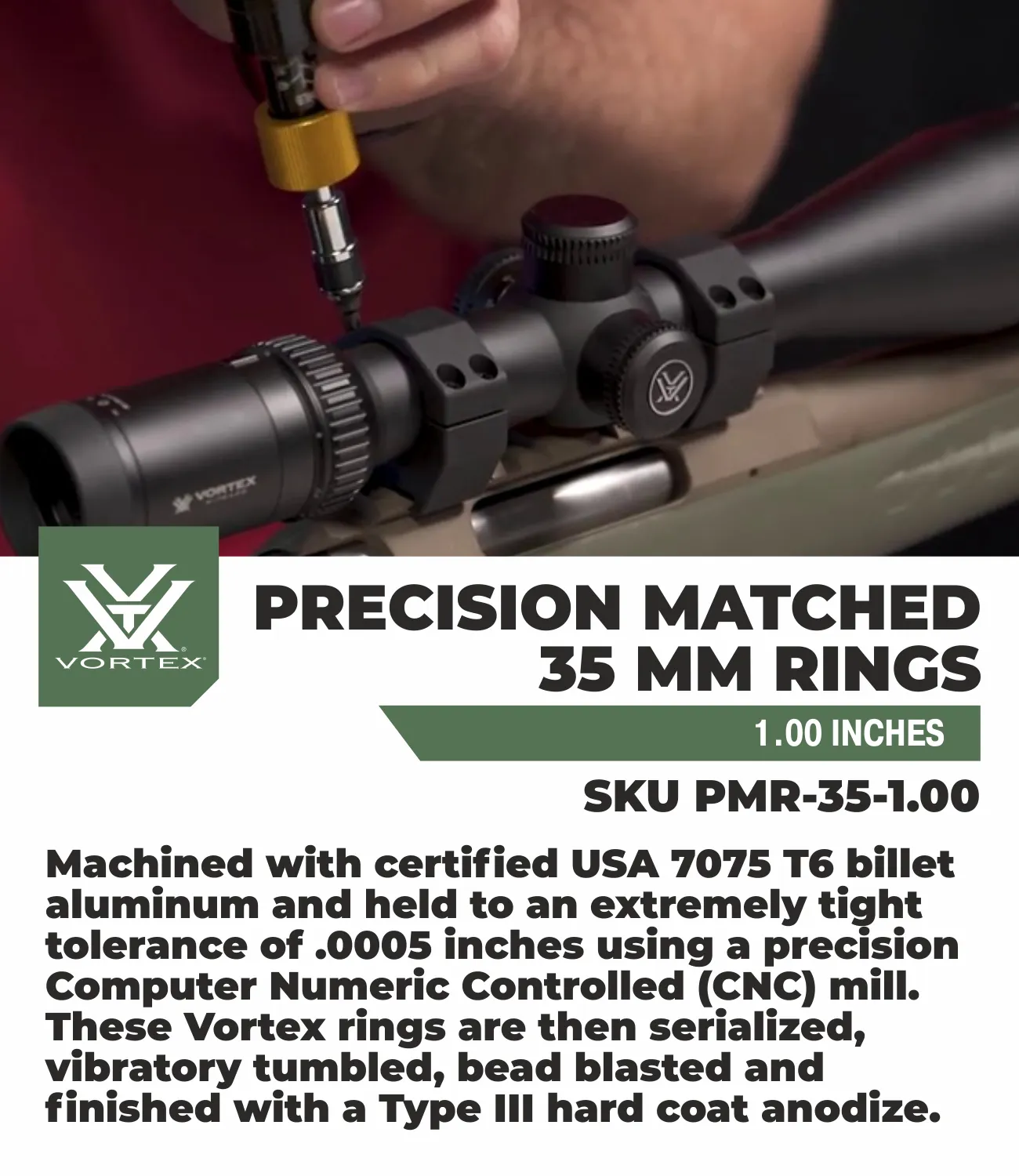 Vortex Optics Precision Matched Rings 35mm - Height 1.00 inches with Free Hat Bundle