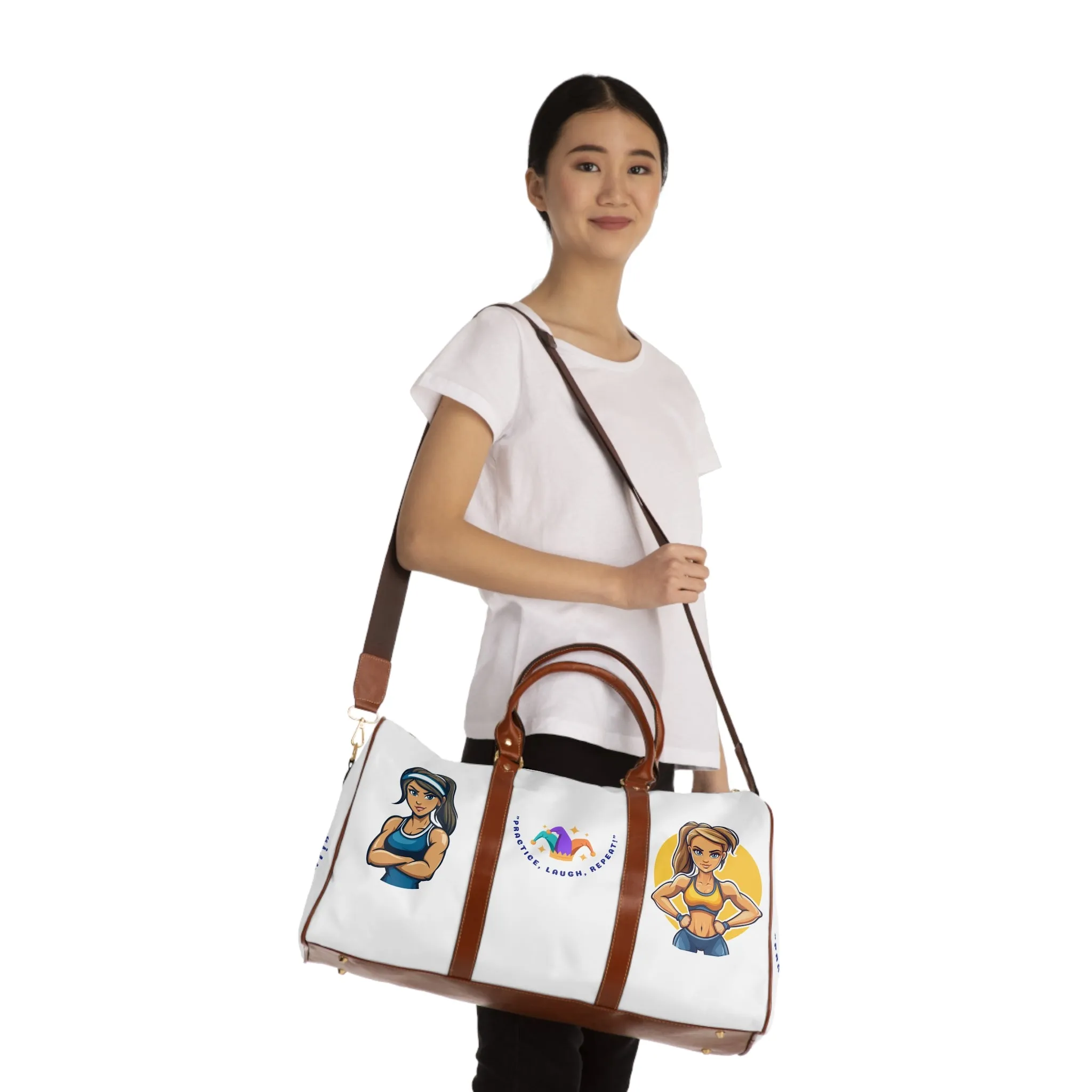 Waterproof Travel Bag - 'Practice, Laugh, Repeat' Design for Active Lifestyles