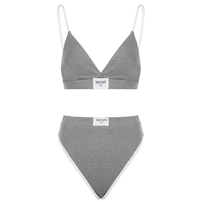Weekeep Women's Sporty Fitness Underwear Lingerie - Wire Free Bra Sets with Seamless Low Waist Panties