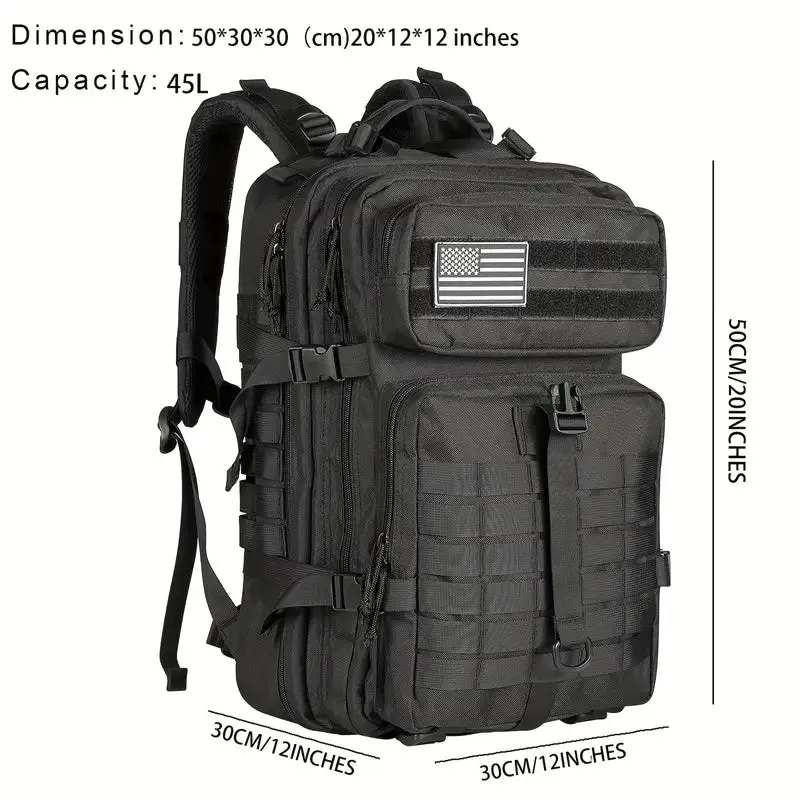 Wild West Frontier Explorer: 45L Tactical MOLLE Backpack for Outdoor Adventures