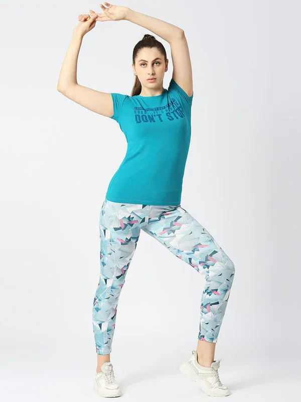 Women Sea Green Solid Sports Top - Balance Tee-SG