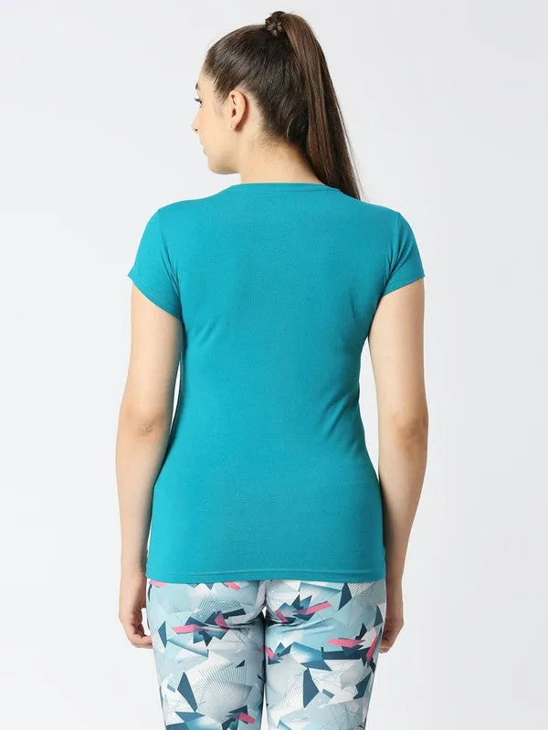 Women Sea Green Solid Sports Top - Balance Tee-SG