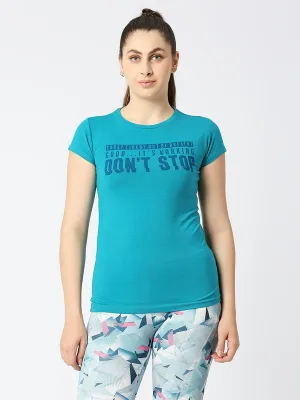 Women Sea Green Solid Sports Top - Balance Tee-SG