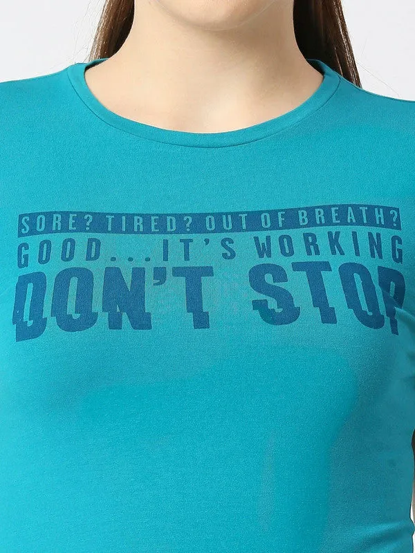 Women Sea Green Solid Sports Top - Balance Tee-SG