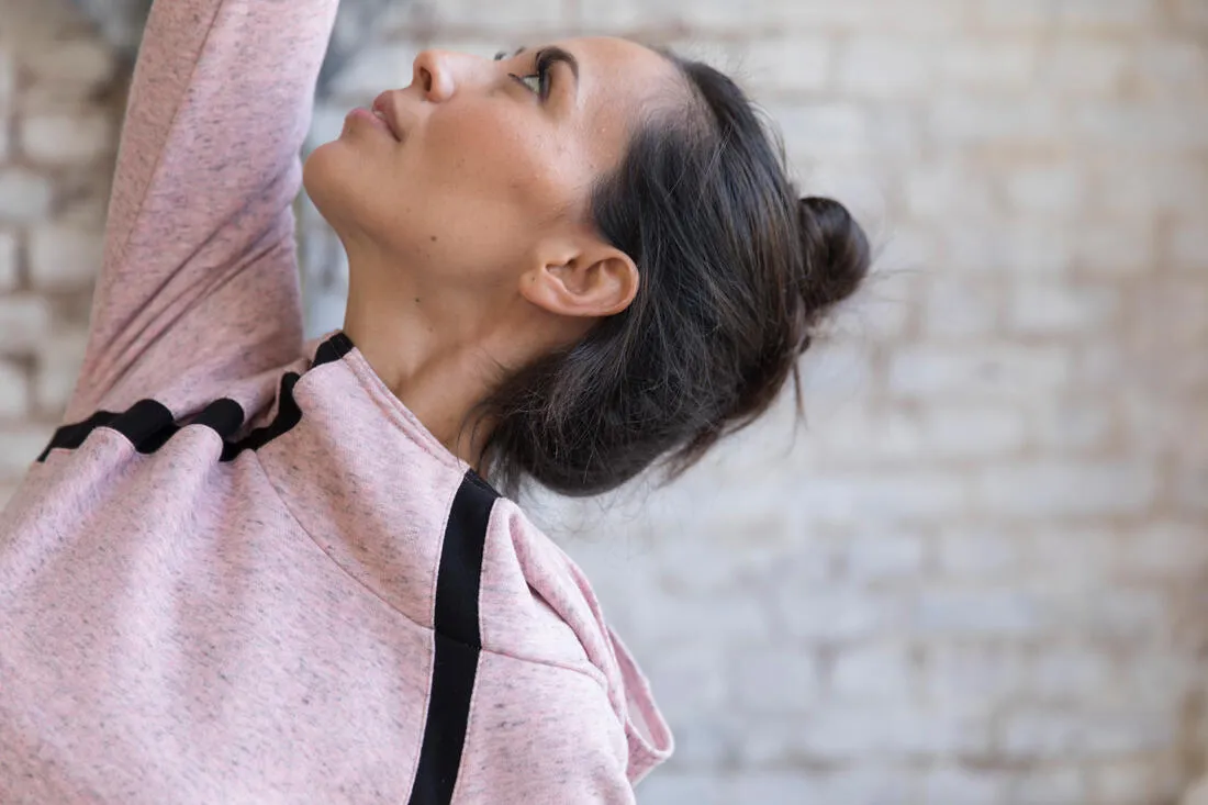 Women's Hooded Pilates & Gentle Gym Jacket - Mottled Blue