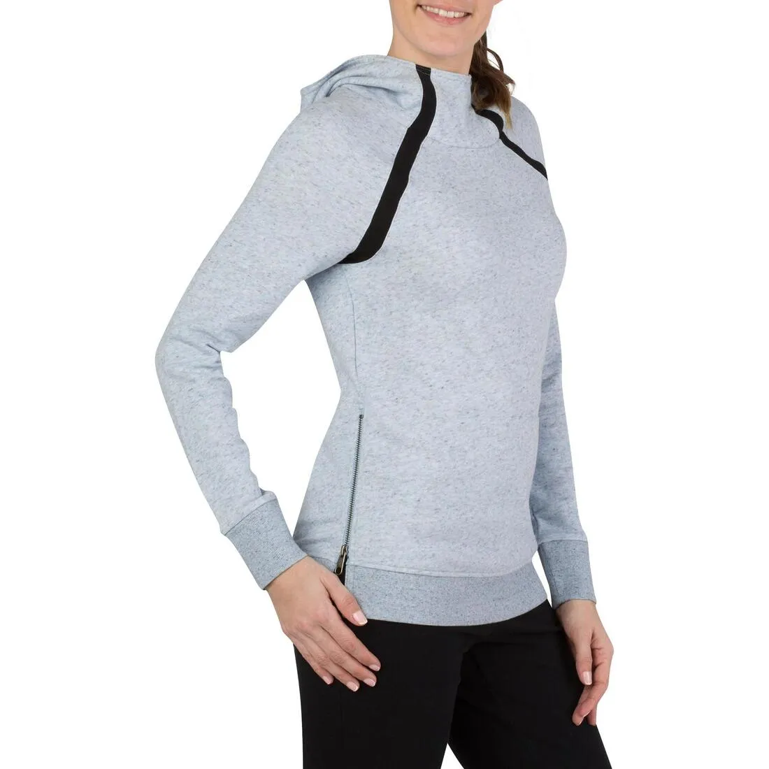 Women's Hooded Pilates & Gentle Gym Jacket - Mottled Blue
