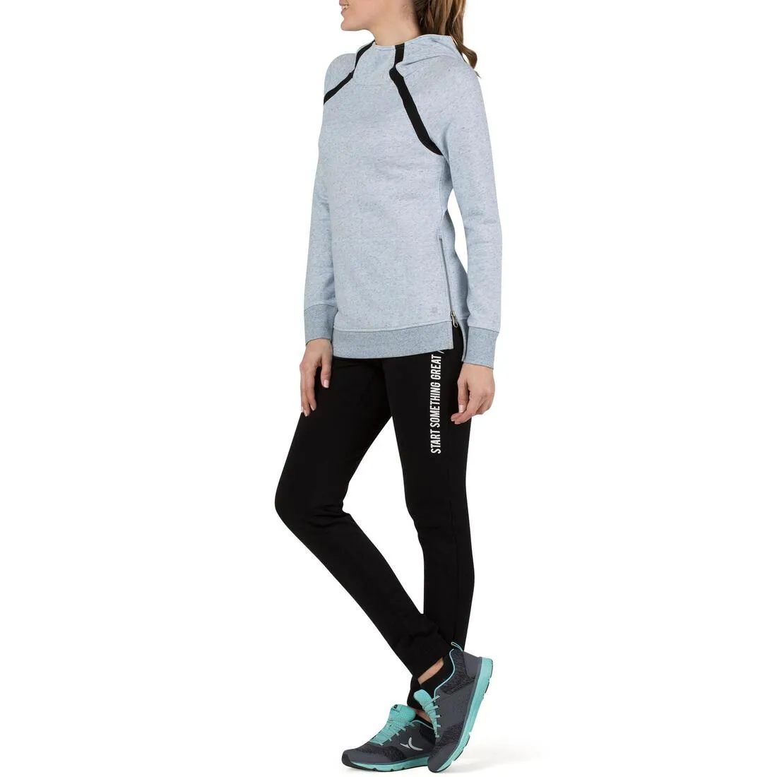 Women's Hooded Pilates & Gentle Gym Jacket - Mottled Blue