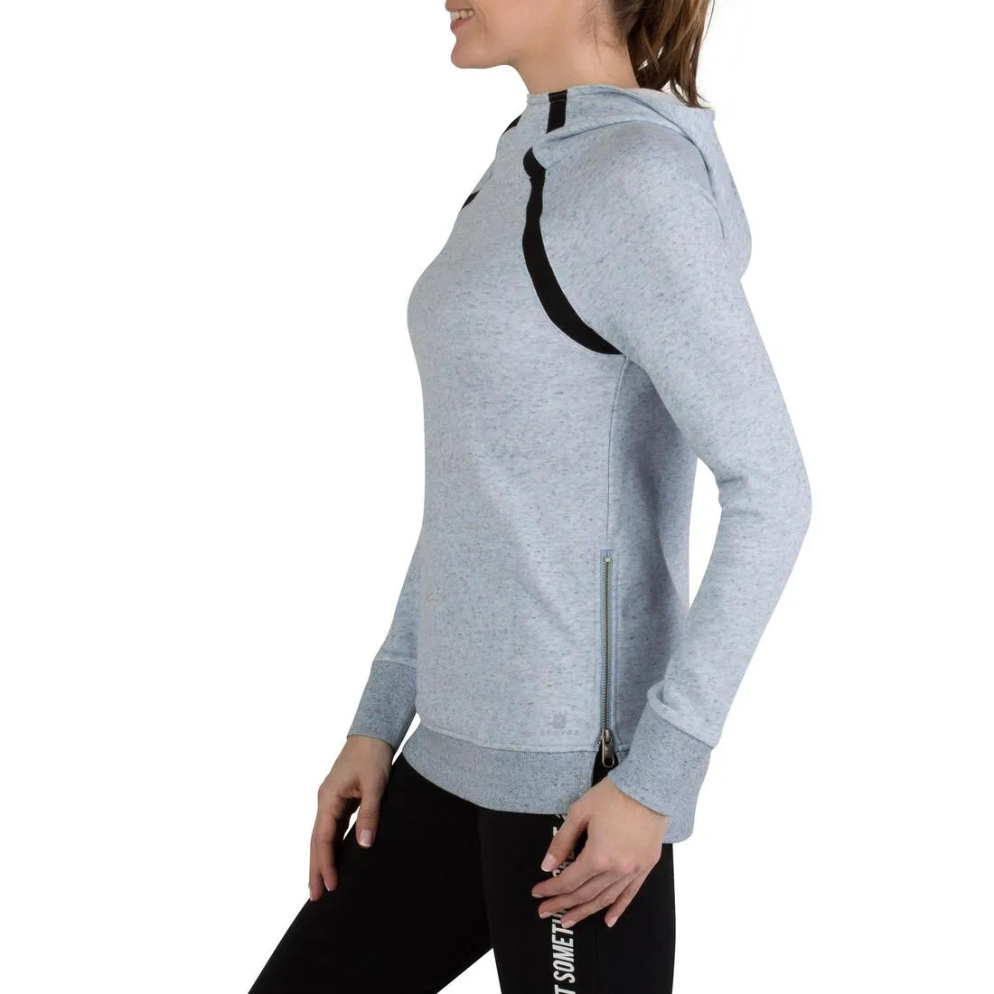 Women's Hooded Pilates & Gentle Gym Jacket - Mottled Blue