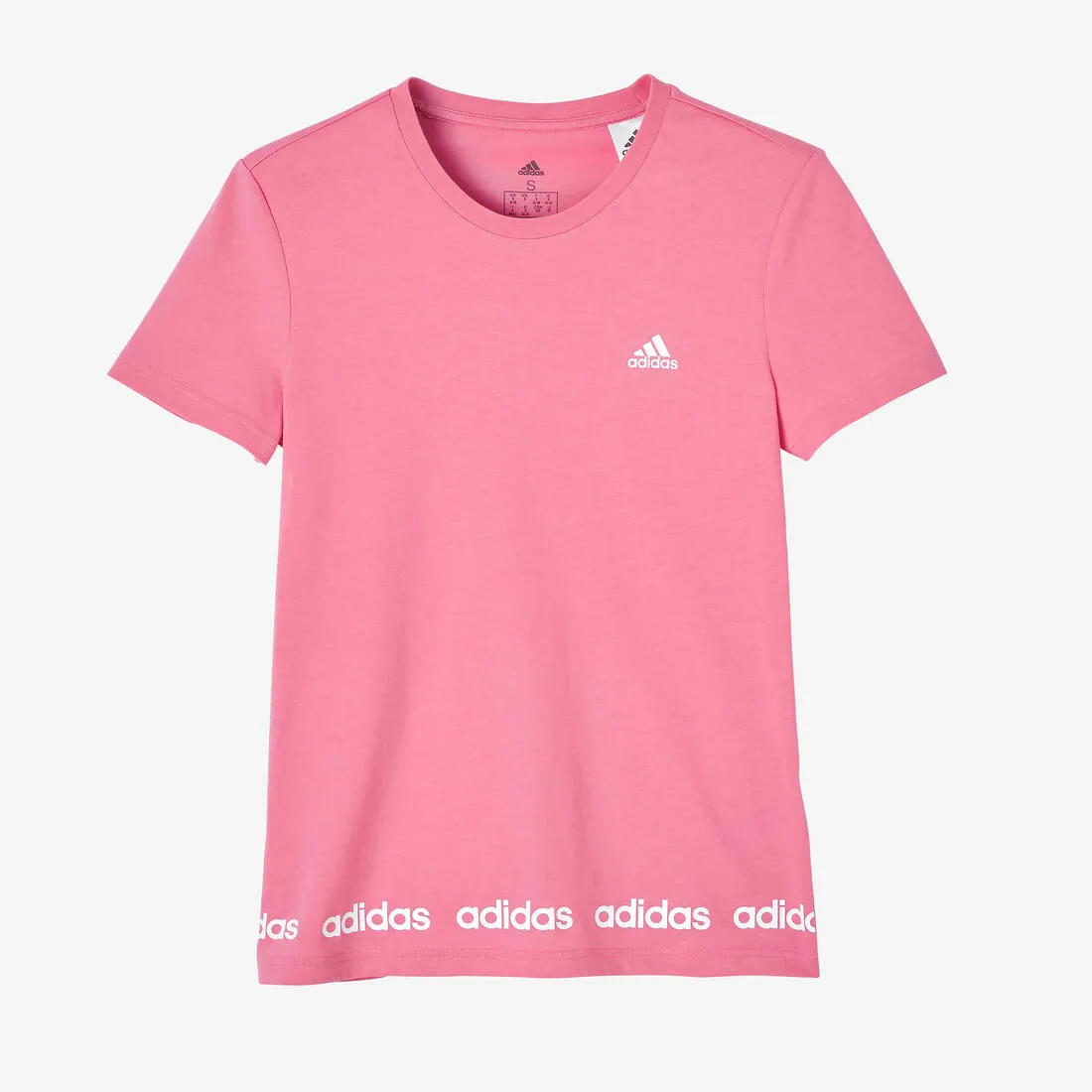 Women's Short-Sleeved Slim-Fit Cotton Crew Neck Fitness T-Shirt - Pink