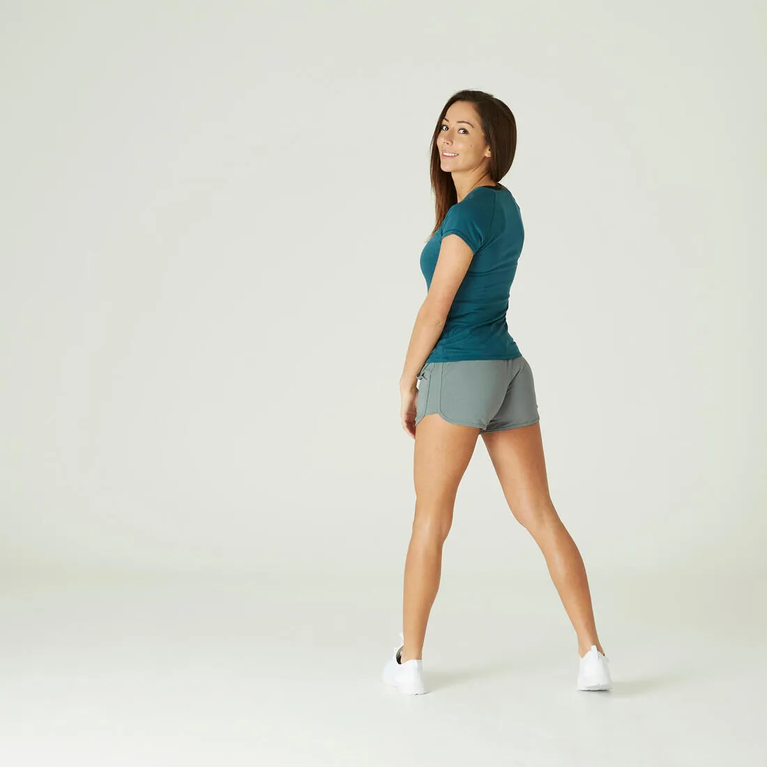 Women's Straight-Leg Cotton Fitness Shorts 520 With Pocket