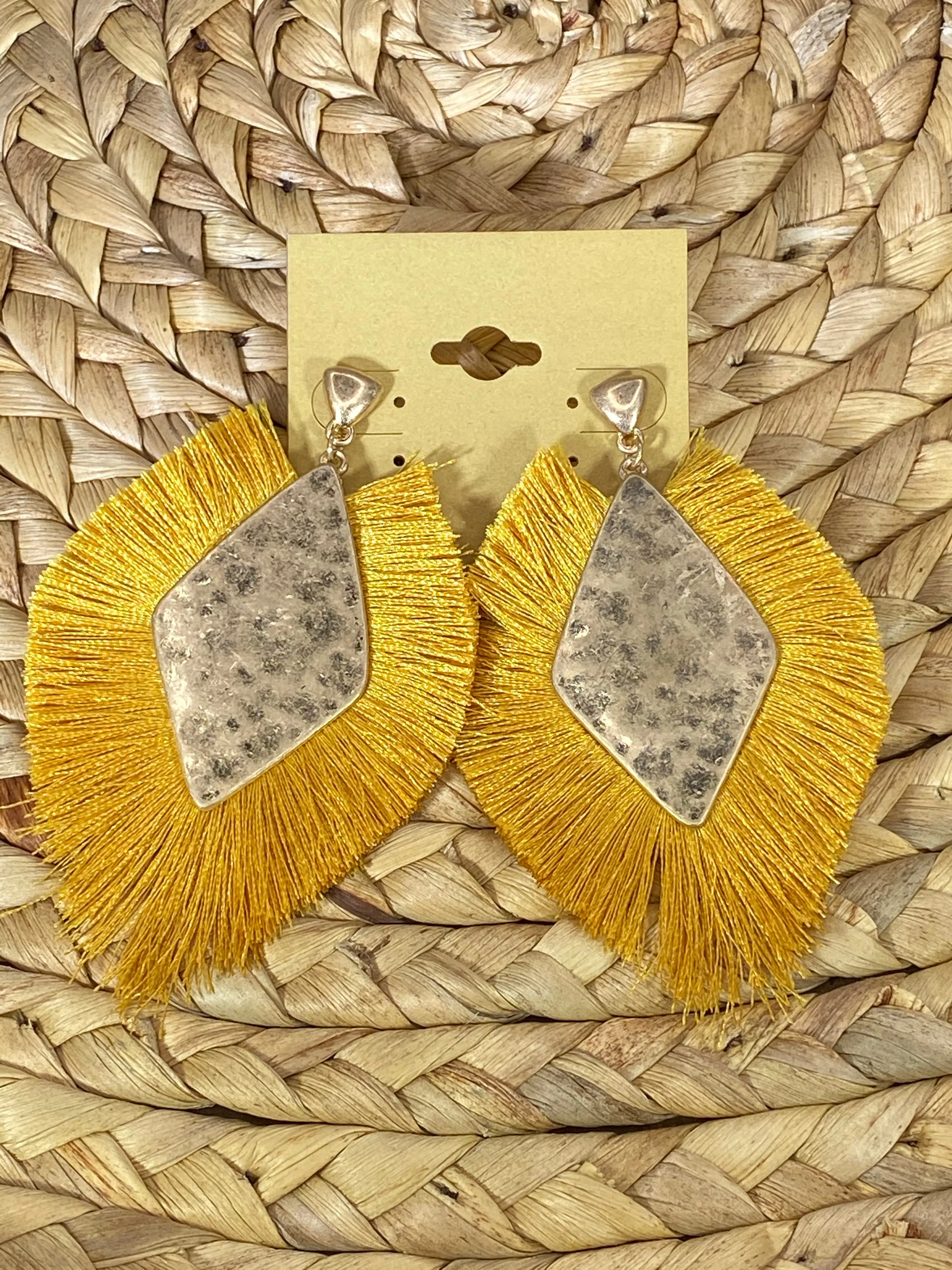 Yellow Fringe Post Earrings